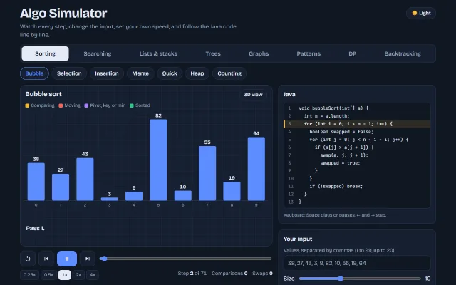 Screenshot of Algo Simulator